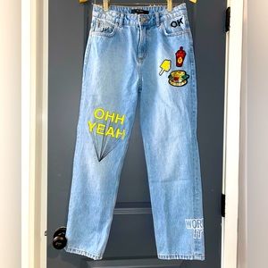 Patched Light-washed Jeans